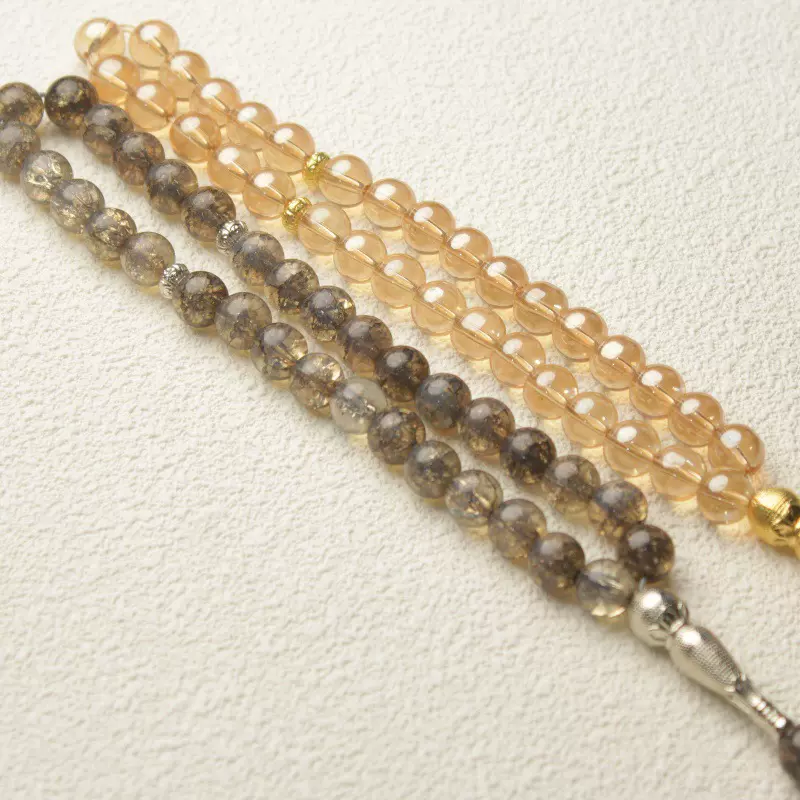 亚马逊同款伊斯兰纯色玻璃10厘33颗穆斯林穆斯林念珠日常礼拜