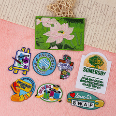 New Style Embroidered Fabric Stickers, Computer Embroidered Patch, Rose and Earth Decorative Sticker for Clothes