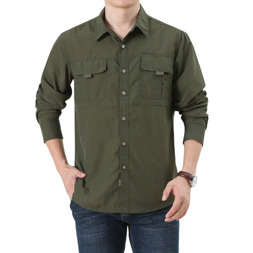 Alibaba.com Men's Long-sleeved Shirt Spring and Summer Outdoor Shirt Quick-drying Men's Plus Size Workwear 102