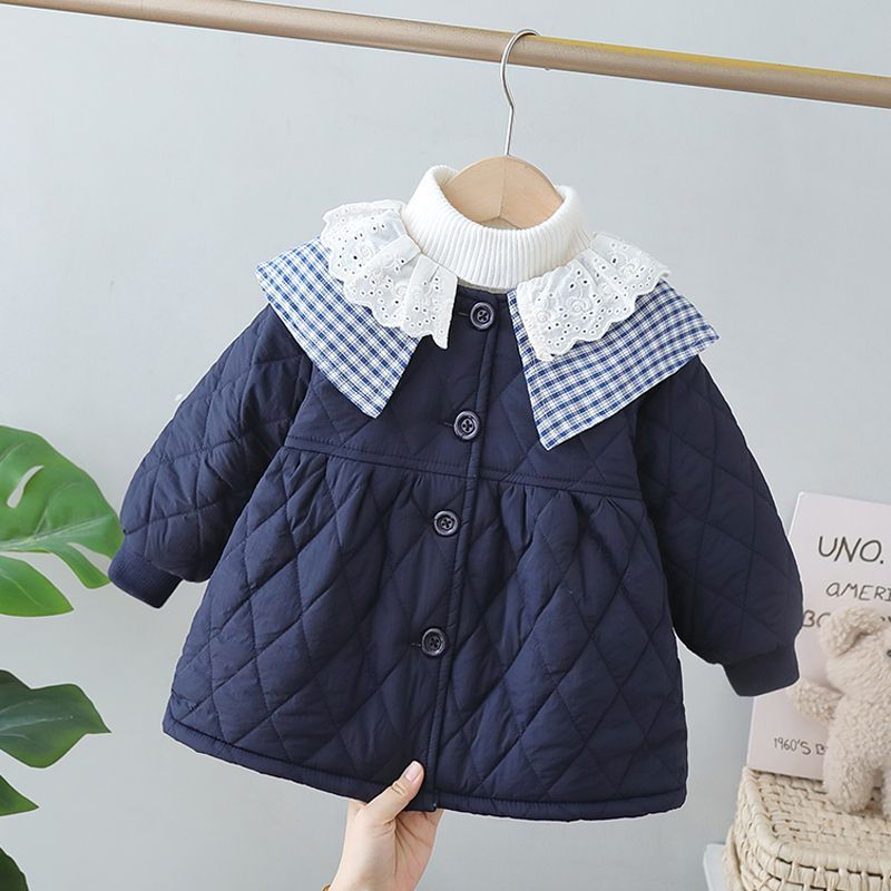女童加绒棉服外套秋冬季新款婴幼儿童冬装女宝宝加厚棉衣小童棉袄