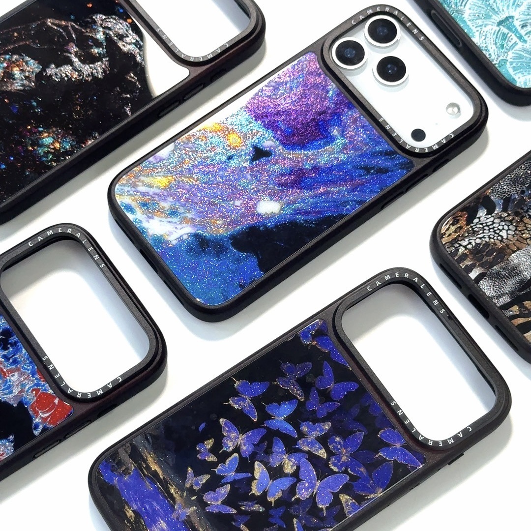 适用iPhone17 pro梦幻星空手机壳苹果17流光闪粉双色玻璃壳来图定