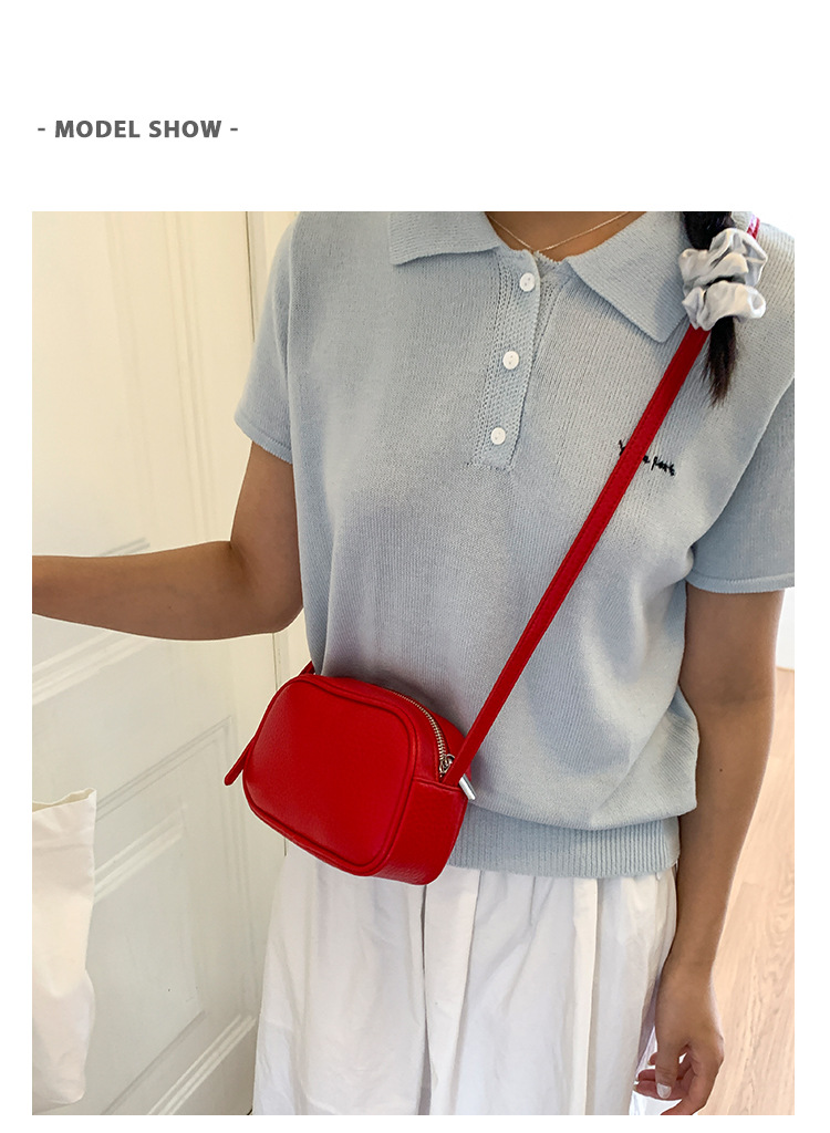 Fashionable and casual small square bag for women, 2025 summer new style personalized crossbody bag, versatile solid color lychee pattern single-shoulder bag undefined