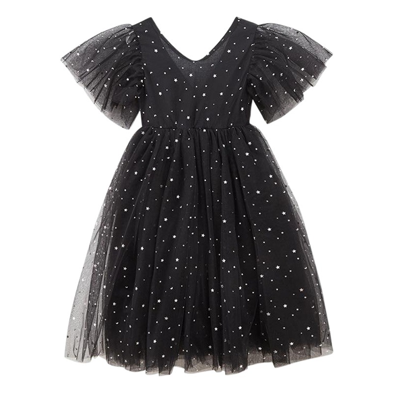 Vestido de Tul de Princesa para el Verano 2025, Éxito de Ventas en Amazon, Ropa Infantil Transfronteriza, Vestido de Princesa con Malla de Estrellas, Vestido para Niñas Grandes, 430 g