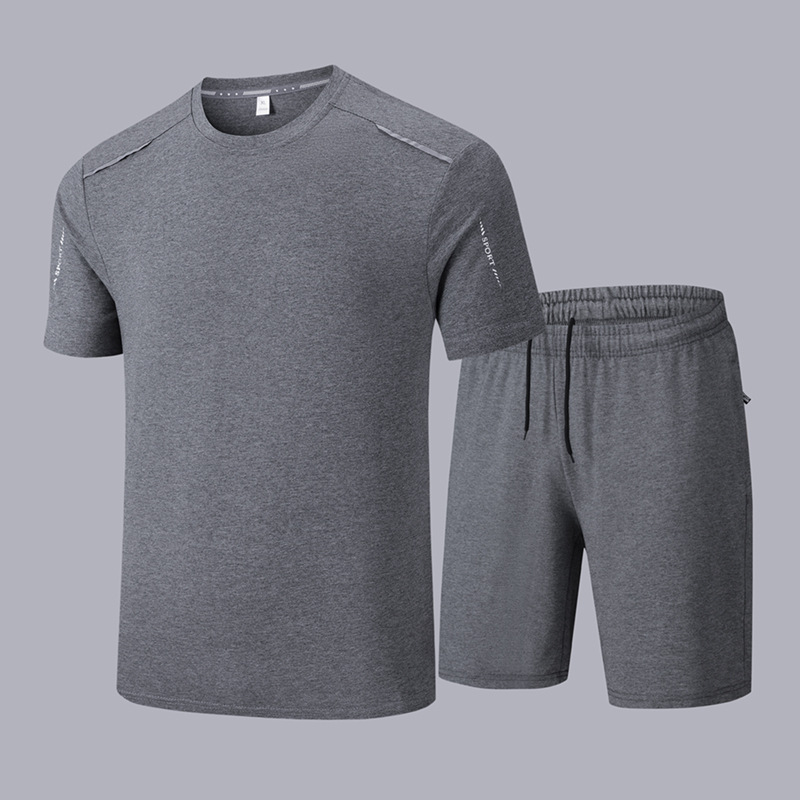 Trajes de verano de hombres de mediana edad transfronterizos, pantalones cortos de mangas cortas casuales, deportivo de dos piezas, ropa de padre de mediana edad de algodón image 9