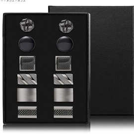 黑色袖扣 法式衬衫袖钉男士袖口钉 商务cufflinks法式扣礼盒装