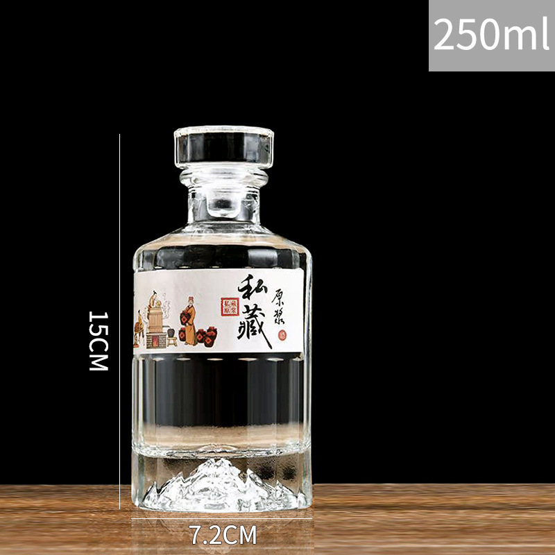 方形玻璃酒瓶透明白酒瓶一斤装500ml圆形礼盒全套酒瓶带标签|undefined