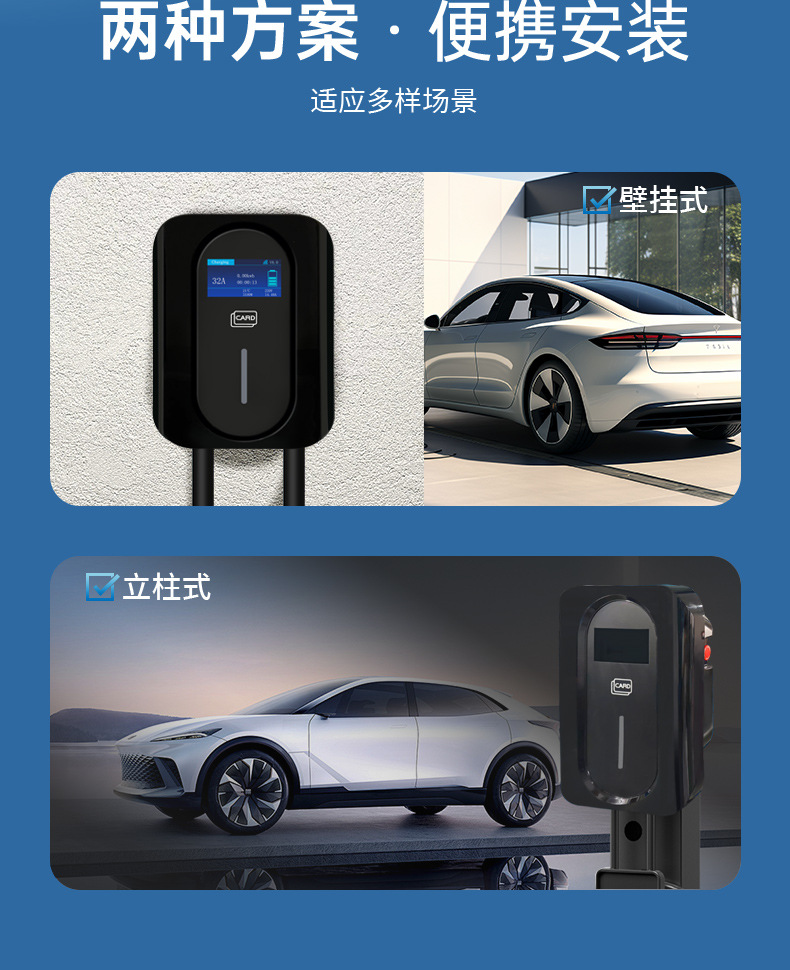European Standard Type2 Charging Pile Cross-border Household 7KW New Energy Vehicle AC Fast Charging Tesla Three-phase 22KW