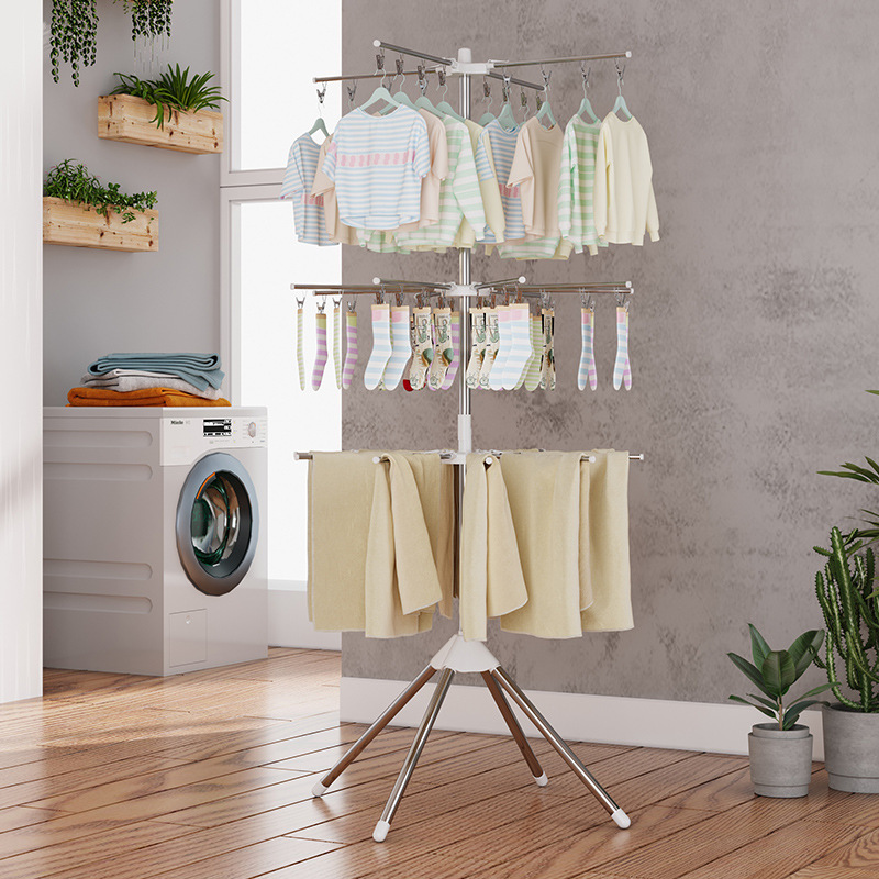 New Cross-Border Model Baby Clothes Drying Rack, Floor-Standing Stainless Steel Baby Clothes Drying Rack, Infant Clothes Drying Rack for Balcony