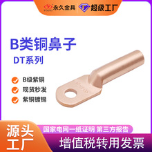 镀锡铜鼻子DT-25/50/70/95/185/300/630 B级铜管鼻接头铜接线端子