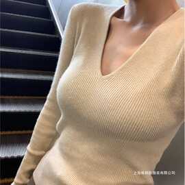 纯色领针织打底衫女秋冬新款内搭毛衣纯欲修身显瘦百搭长袖上衣1