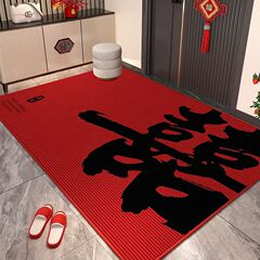 結婚式のフロアマット玄関ドアマット 2025 新しい赤いハッピードアマット結婚式の部屋の装飾装飾新婚カーペット