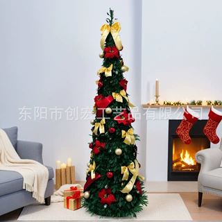 源头工厂1.2m-2.1m可折叠拉伸圣诞树 pop up 圣诞树