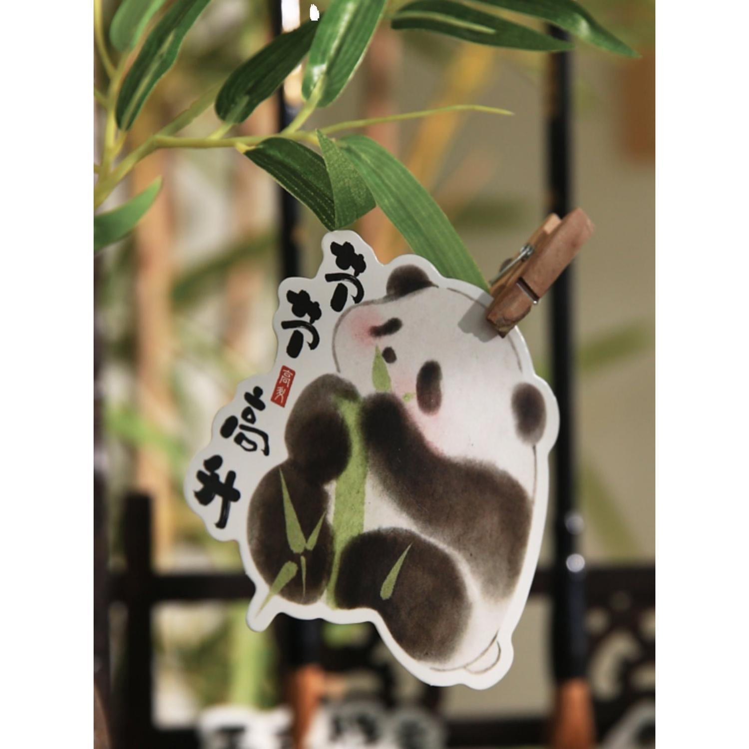 厂家定 做国画大熊猫异形明信片国潮可爱卡通手绘卡片祝福贺卡