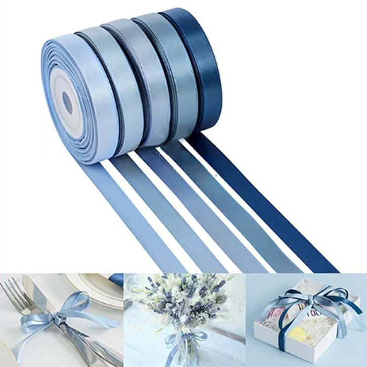 Set of 5 Rolls 1cm Double-Sided Polyester Ribbons for Gift Box Packaging, Handmade DIY Hair Accessories Materials for Children's Day Set of 5 Rolls 1cm Double-Sided Polyester Ribbons for Gift Box Packaging, Handmade DIY Hair Accessories Materials for Children's Day