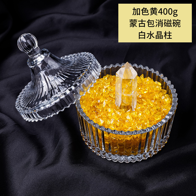 cristal natural piedra triturada desmagnetizante cuenco pulsera desmagnetizante energético cuenco de purificación para atraer la riqueza y el tesoro caja de almacenamiento utensilios adornos