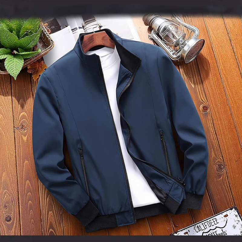 Plus-Size Men's Clothing Spring and Autumn Men's Stand-Collar Jacket Trendy Fashion Business Casual Solid Color Coat Men's Plus-Size Clothing Plus-Size Men's Clothing Spring and Autumn Men's Stand-Collar Jacket Trendy Fashion Business Casual Solid Color Coat Men's Plus-Size Clothing