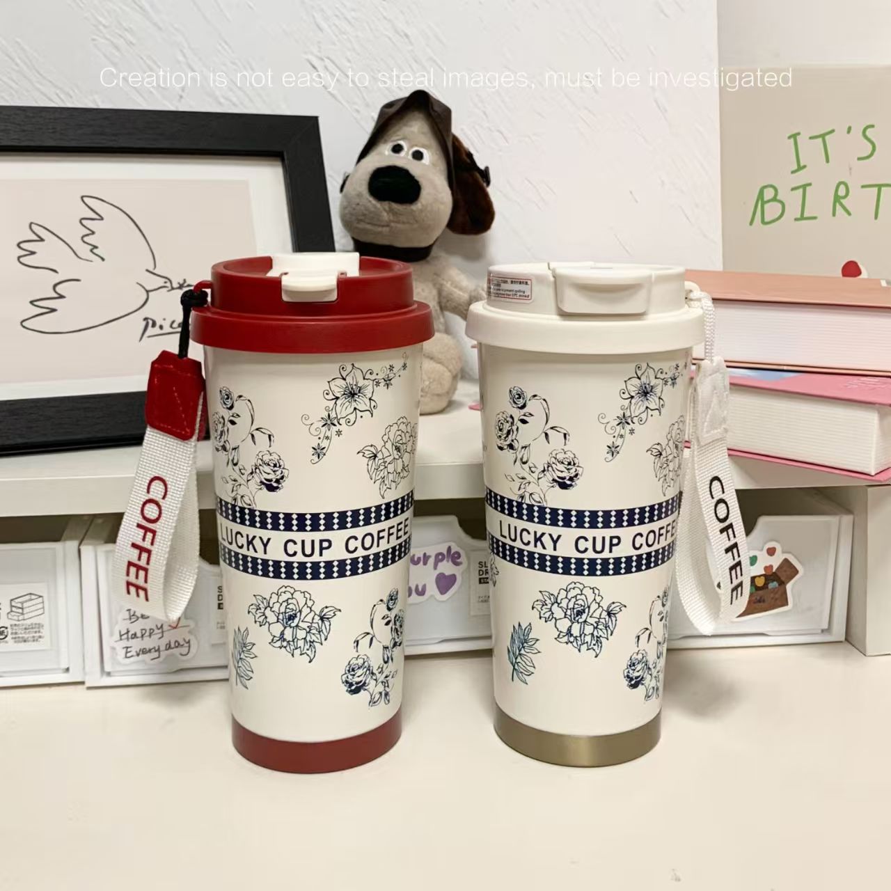 Taza de vacío de lirio de los valles al por mayor Taza de agua de paja de acero inoxidable 316 de gran capacidad Taza de café de alto valor para niñas Regalo