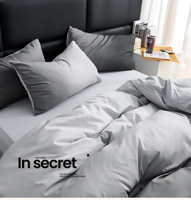 Minimalist Gradient Washed Cotton Duvet Cover Set Four-piece Bedding_voghion.com