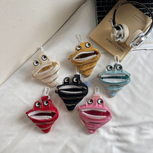 迷你小巧搞怪丑萌小怪兽拉链耳机呆萌可爱零钱创意钥匙迷你口红包
