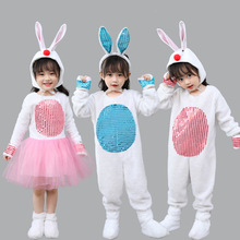 新款元旦兔子演出服兒童動物服幼兒園舞台舞蹈服紗裙兔子表演服裝
