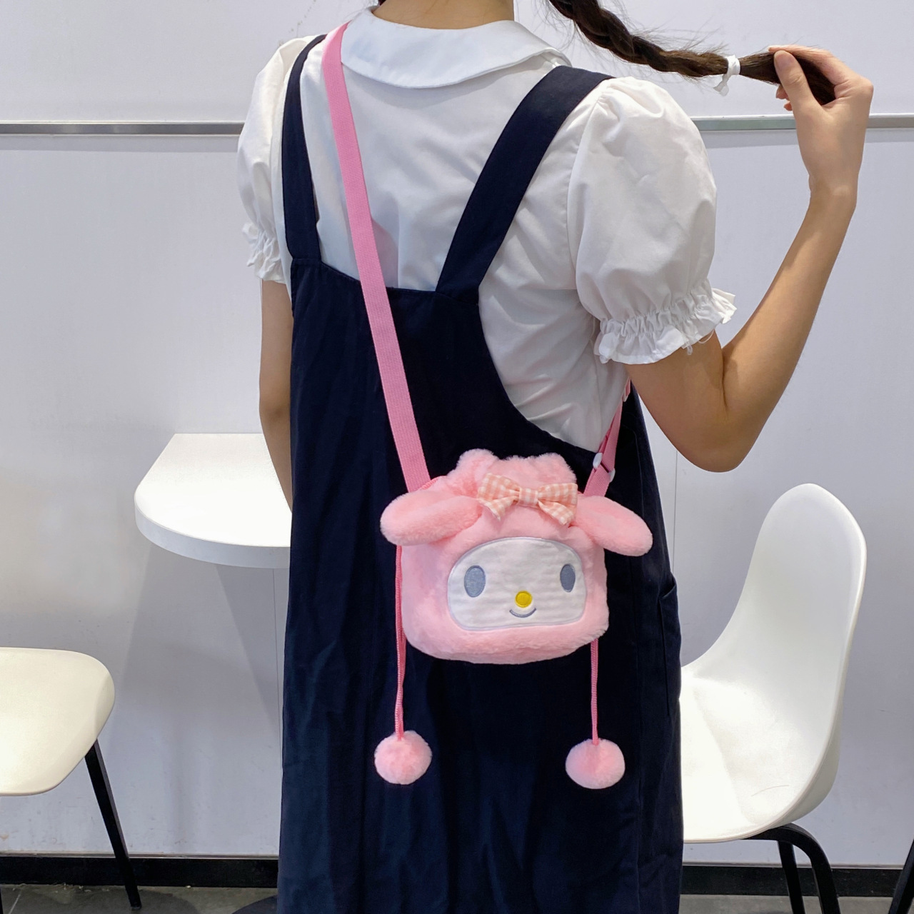 Nueva felpa juguete caramelo cordón bolsa hombro crossbody cordón muñeca bolsa grab máquina muñeca comercio exterior