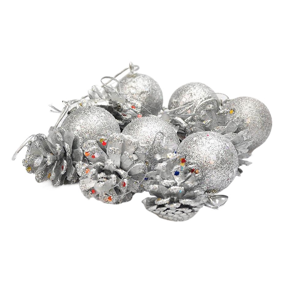 Adornos Navideños de Hong Kong, Colgante de Piña de 4cm en Oro y Plata, Accesorios para Árbol de Navidad, Set de Decoración