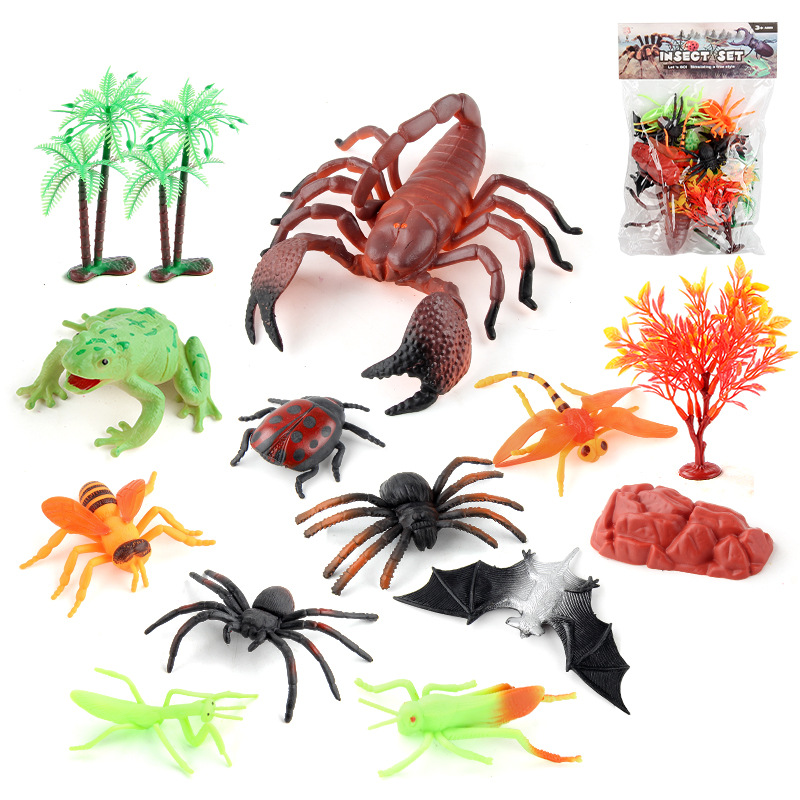Transfronteriza simulación mini insecto biológico modelo saltamontes araña escarabajo hormiga rana estática decoración traje de juguete