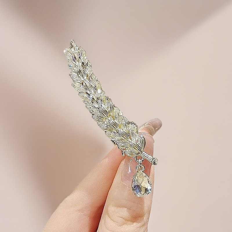 Crystal Wheat Ear Duckbill Clip Pendant Headdress Retro High-End Hair Accessories Side Bangs Versatile Girl Hair Clip Wholesale