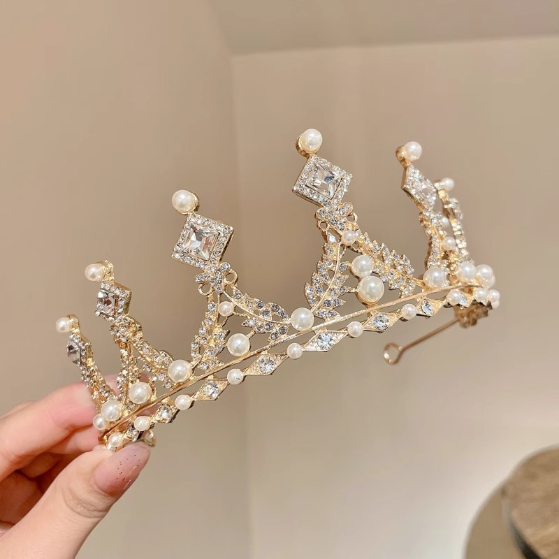 Princesa corona tocado para niños de alta calidad diadema de perlas diadema para niñas corona de cumpleaños para niñas horquilla para bebés