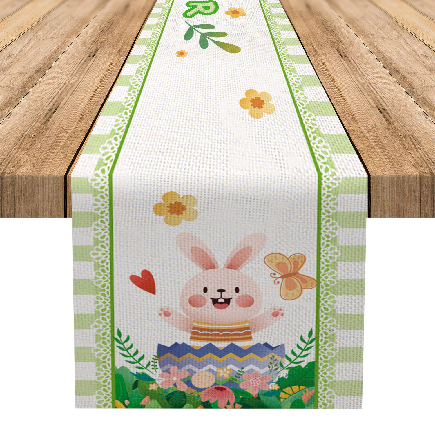Transfronterizo nuevo camino de mesa de Pascua decoraciones de interior creativo de dibujos animados impreso huevo de conejo mantel al por mayor
