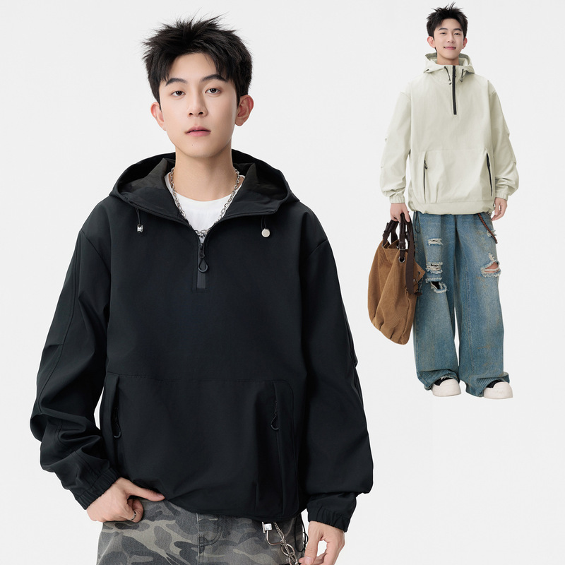 Trendy Brand Jacket Spring and Autumn Men's Loose Half-Zip Jacket Youth Student Fashion Popular Handsome Jacket