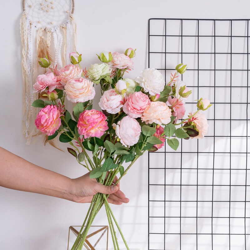 Western Rose European Core-Spun 3-Head Peony Artificial Flower Manufacturer Home Decoration Wedding Wall Artificial Flower Mw51010 Western Rose European Core-Spun 3-Head Peony Artificial Flower Manufacturer Home Decoration Wedding Wall Artificial Flower Mw51010