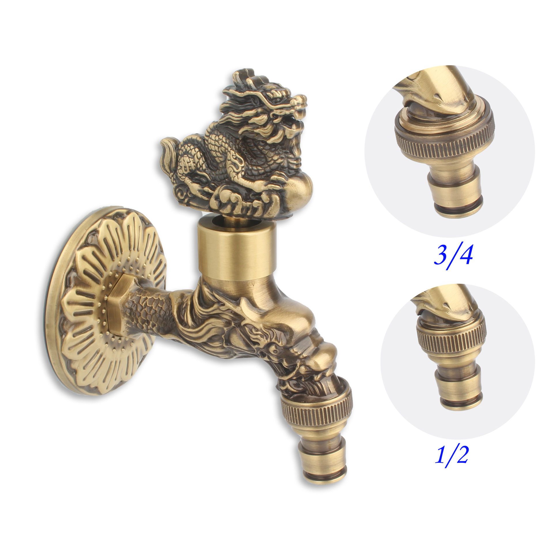 Cross-camera Amazon brass European antique carved single cold faucet faucet, bathroom faucet, washing machine, garden undefined