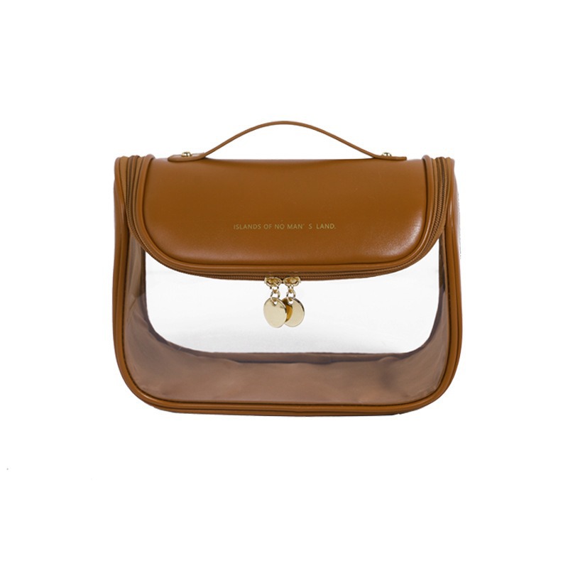 Pu bolsa de cosméticos Portátil Bolsa de almacenamiento de cosméticos portátil de gran capacidad bolsa de lavado impermeable multifuncional bolsa curvada de aspecto alto