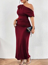 O 89220 Off Shoulder Ruffle Dress б�簙���B��ȹ �羳�W����