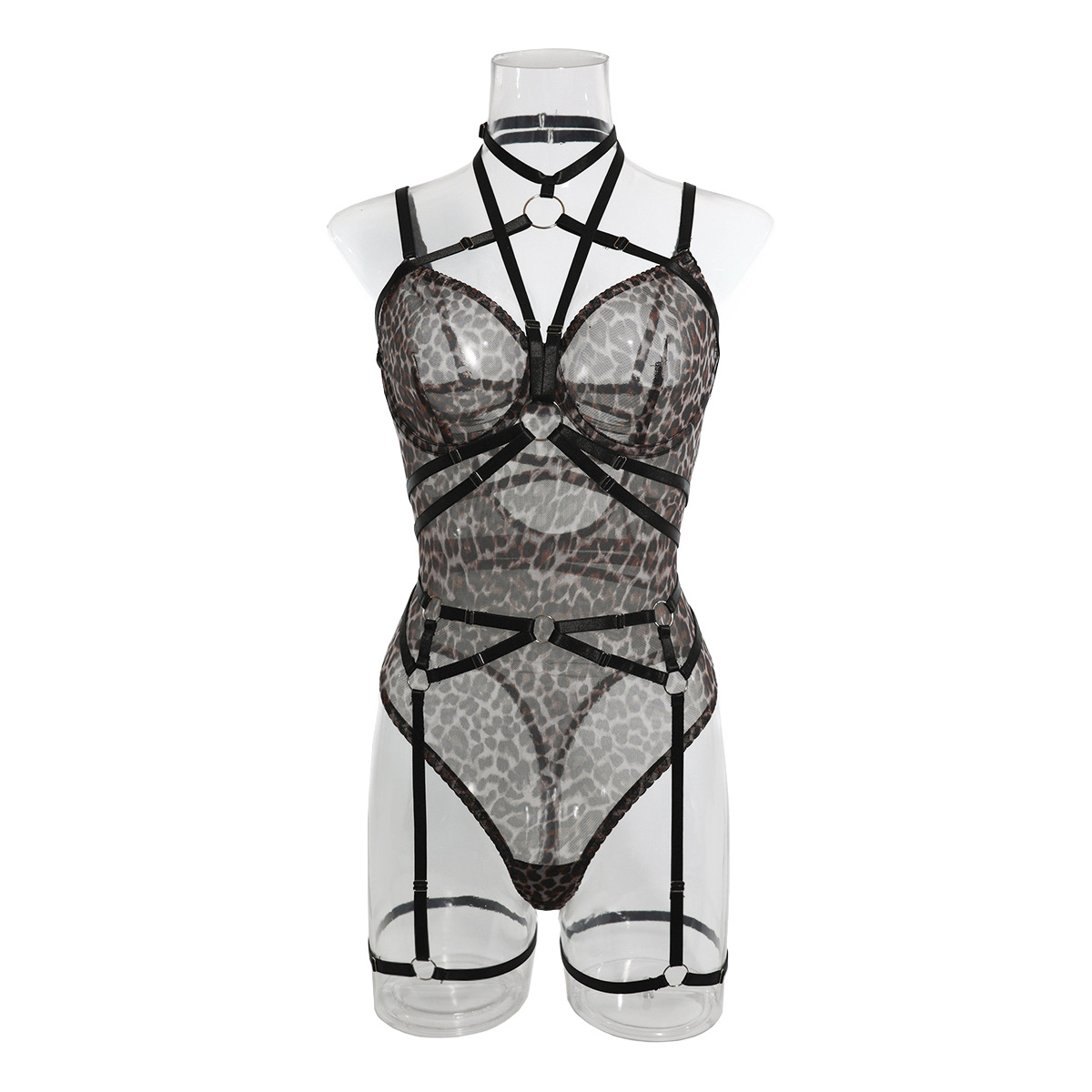 CHILLGIO Frauen Leopard Sexy Strappy Bodys Sommer Bodycon Kombination Catsuits Mode Retro Einteilige Enge Print Strampler – Detail 3