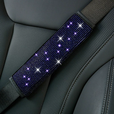 Seat belt shoulder pad — Full Rhinestone Safety Belt - blue-diamond-ordinary-style-1-pack