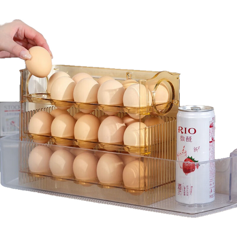 Caja de almacenamiento de huevos, puerta lateral del refrigerador, estante de almacenamiento, bandeja de huevos de cocina, caja de conservación fresca, caja de huevos, lateral de rebote automático