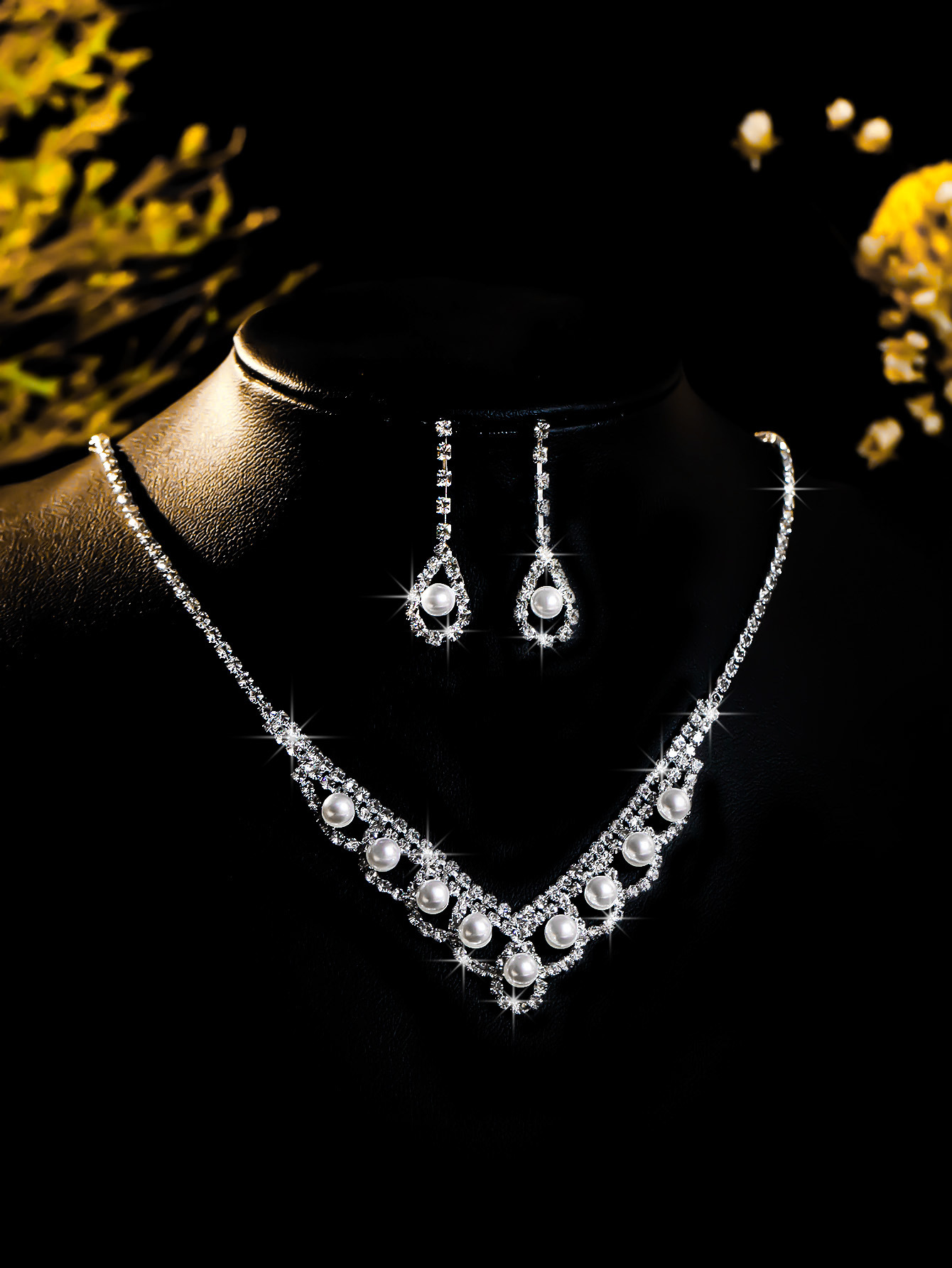 Súprava perlový náhrdelník a náušnice na svadbu a ples_voghion.com