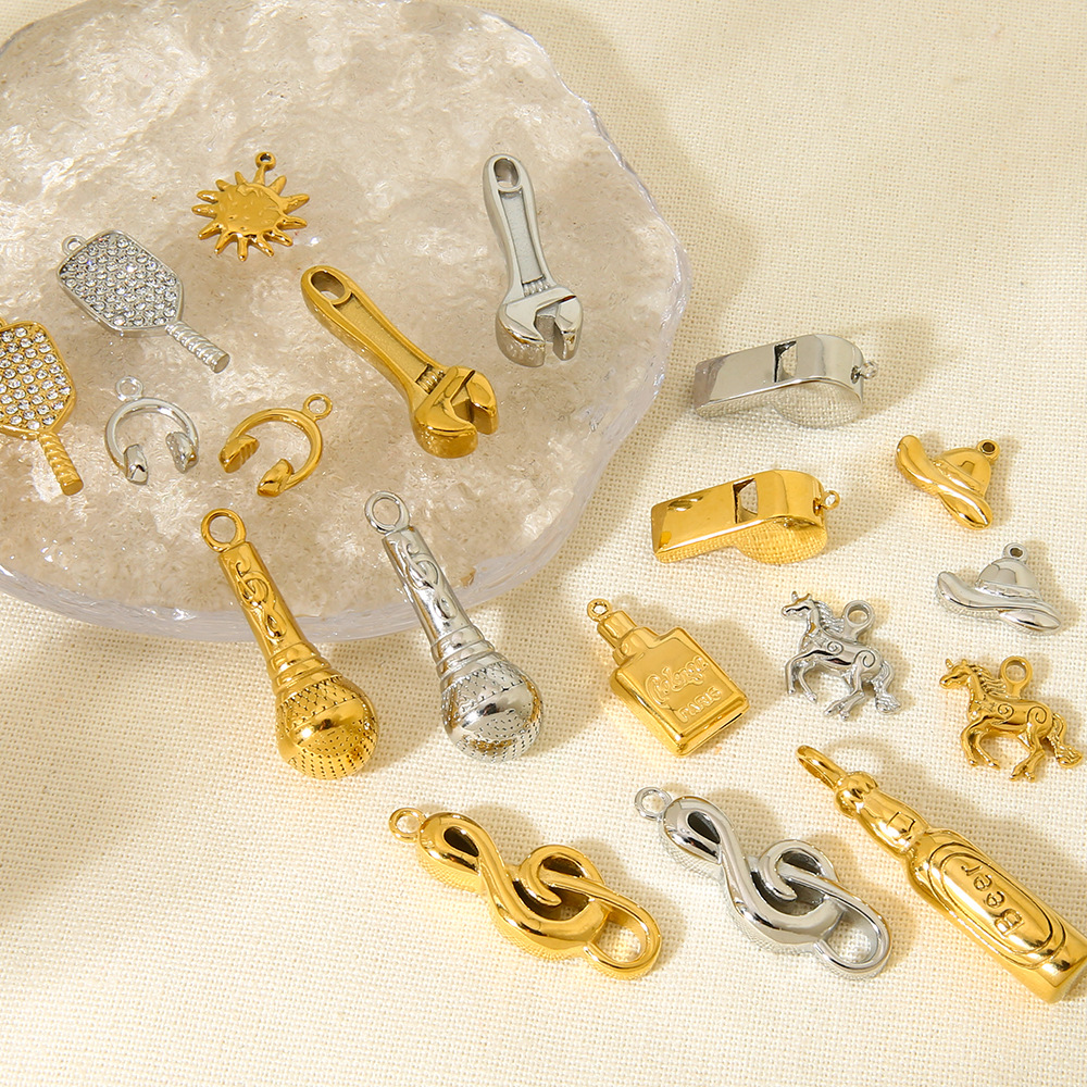 3g Weight 0.03µm-0.05µm Gold Plating Thickness PVD Coated Gold Plating Process Pendant Jewelry Making Type 18K Real Gold Plated Plating Material 1 Piece Quantity 304 Stainless Steel Material Whistle, Notes, Horse Pattern Modern Style, Classic Style Style Plating Craft 1 Piece 304 Stainless Steel Whistle Notes Horse Polished Pendant DIY Ornament Accessories 23