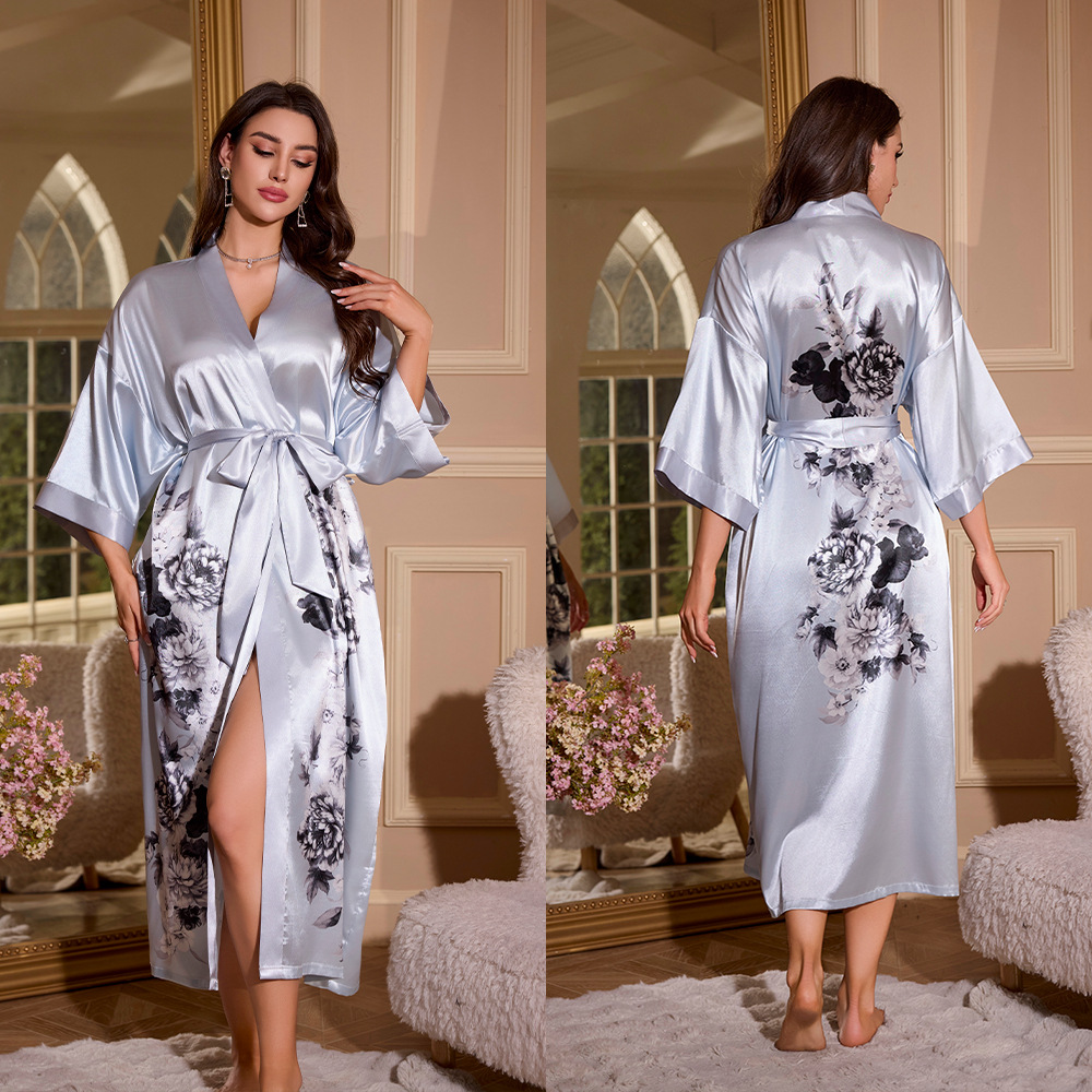 Nuevos pijamas transfronterizos de seda de hielo, ropa de baño de verano grande, ropa de baño fría, ropa de hogar suelta, WP3429