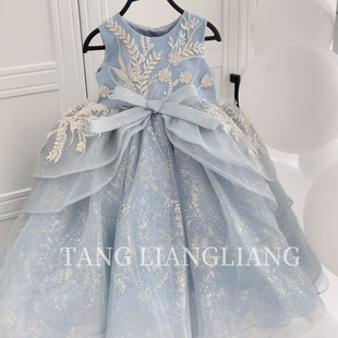 Children's Day Star Princess Aisha Dress One Year Birthday Performance Runway Host Piano Performance Girl Dress