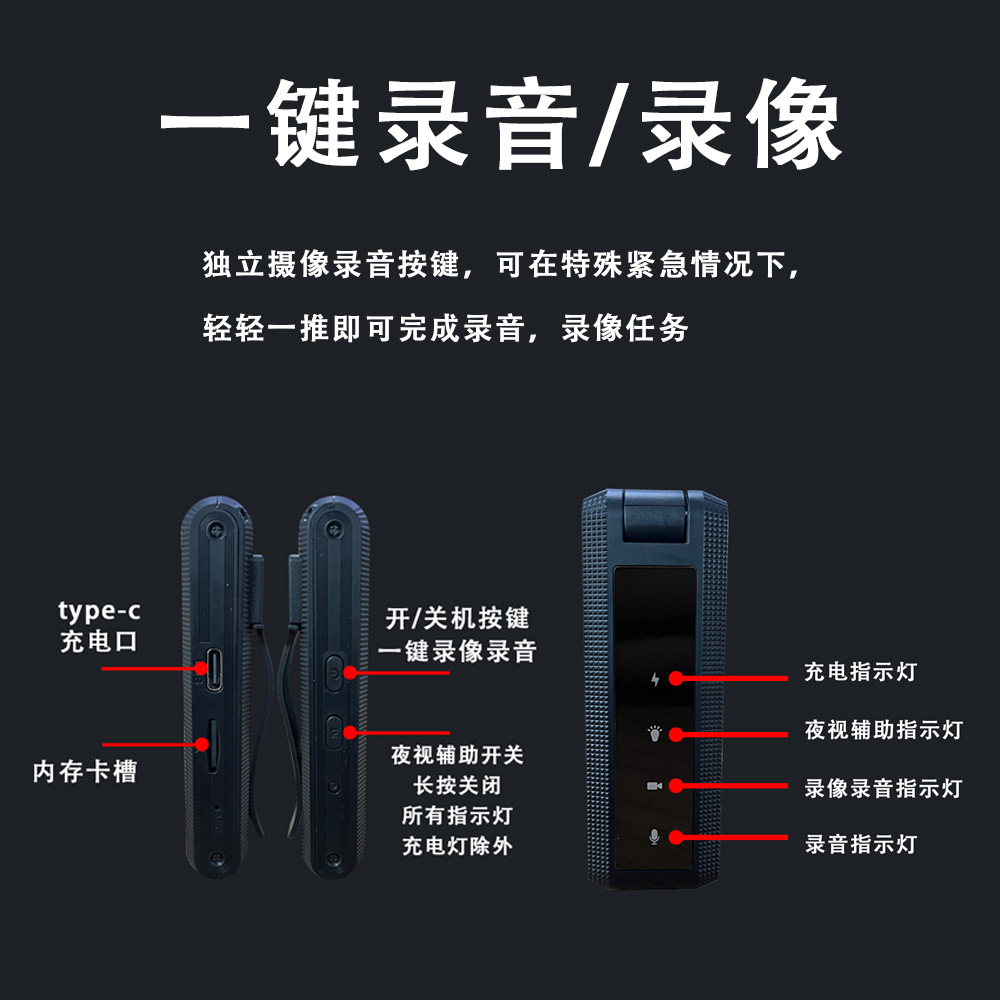 Nueva grabadora de aplicación de la ley, grabadora de video digital HD, grabadora de sala de conferencias con clip trasero para exteriores, lápiz de cámara comercial