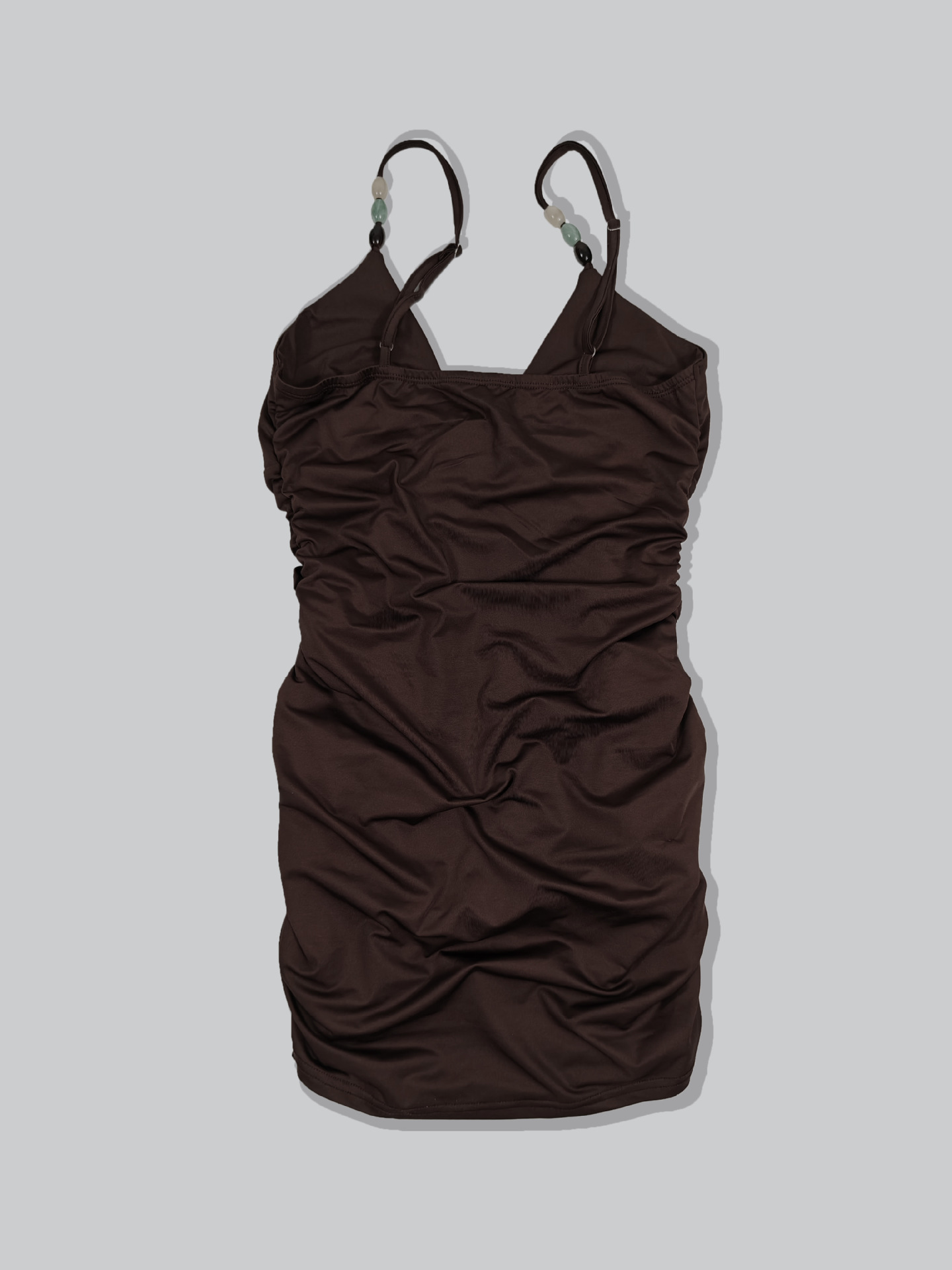 Maillard Style Beaded Suspender Dress Women's Kink Pleated Waist Thin Hip Skirt_ecoleips.com