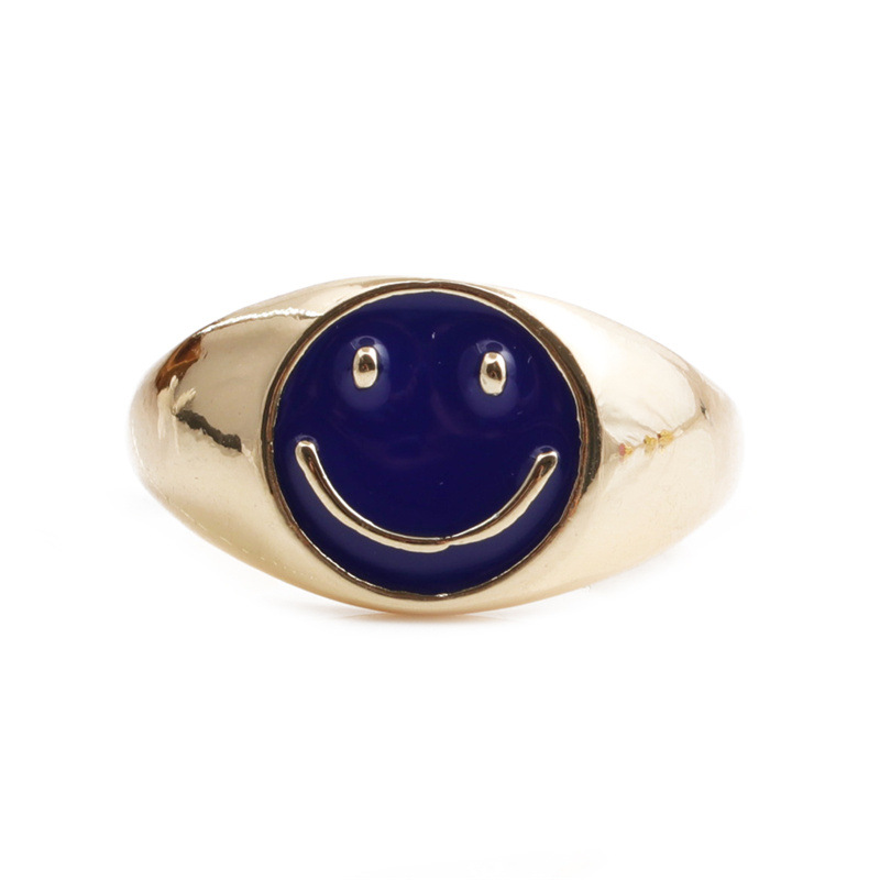 Nihaojewelry Simple Dripping Oil Smiley Copper Ring Wholesale Jewelry display picture 9