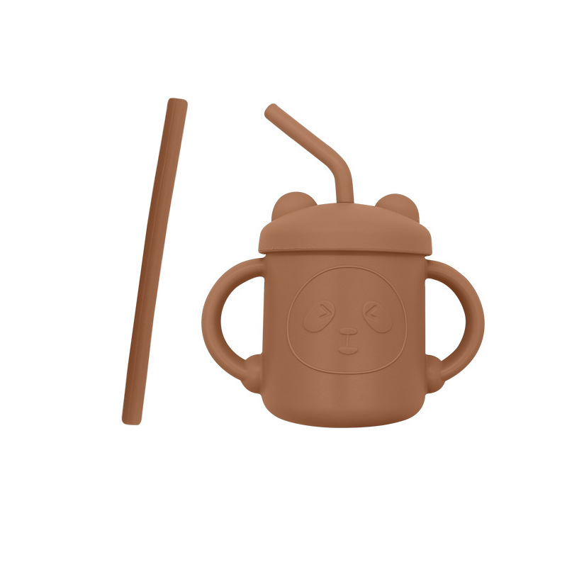 Taza de paja para niños taza de silicona taza de agua de Panda