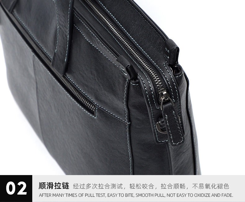 Túi xách tay nam da bò thật công sở đựng tài liệu laptop dung tích lớn 38×11×26 cm — Màu đen da thực vật chi tiết 20