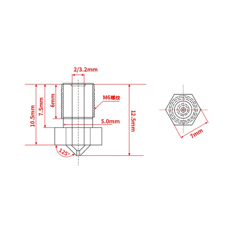 3D printer accessories, extruder, E3, 13×7mm