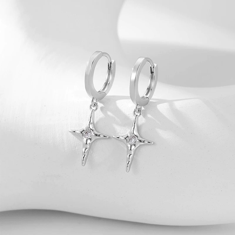 Starburst Earrings For Men, Minimalist North Star Stud Design_voghion.com
