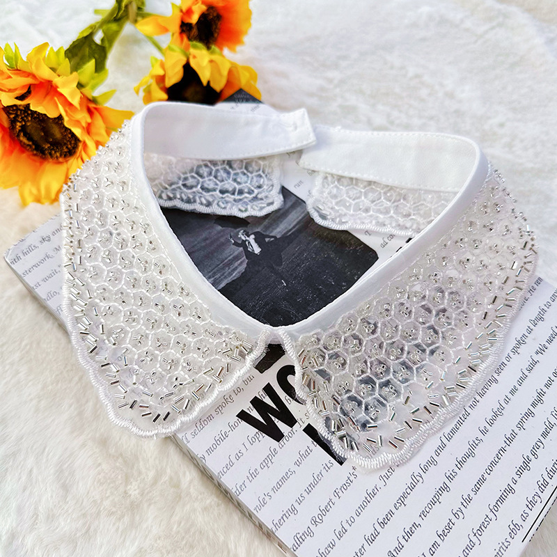 Collar falso universal bordado perlas de clavos pequeños pares de collar vestido transfronterizo camisa de invierno otoño ropa coreana al por mayor image 6
